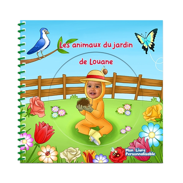 Les animaux du jardin - Livre personnalisé avec l'enfant et deux proches  adultes